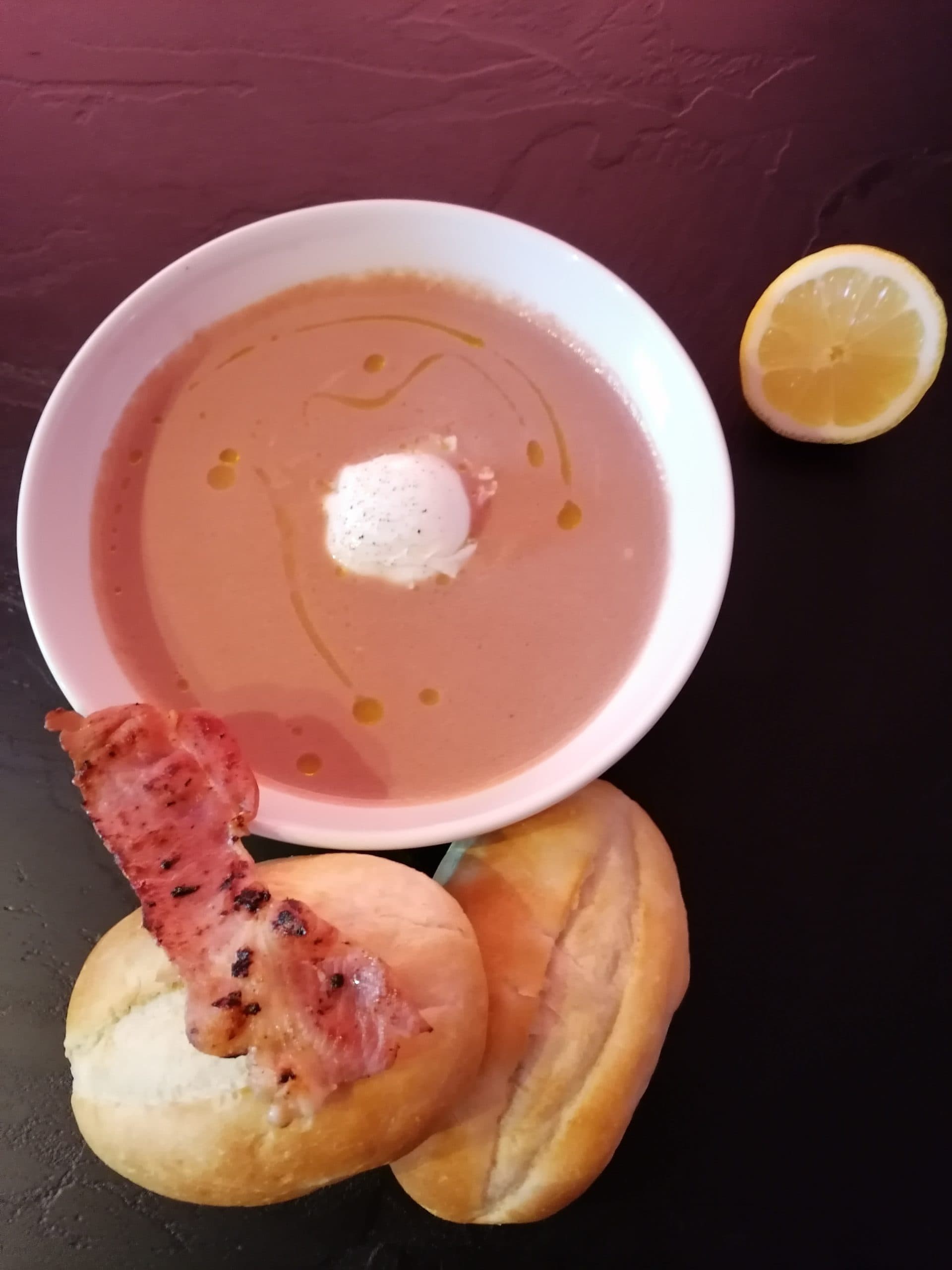 Beetroot soup with a poached egg