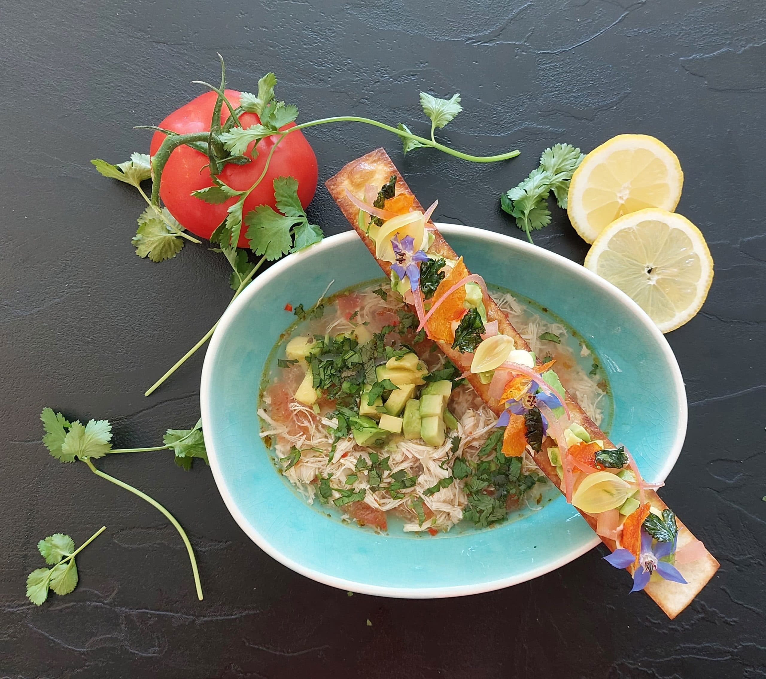 Sopa de lima (Mexican lime soup)