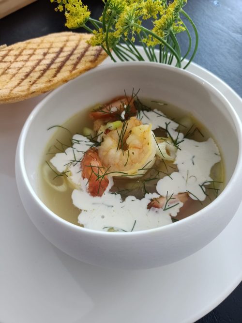 Venkelsoep met gamba’s